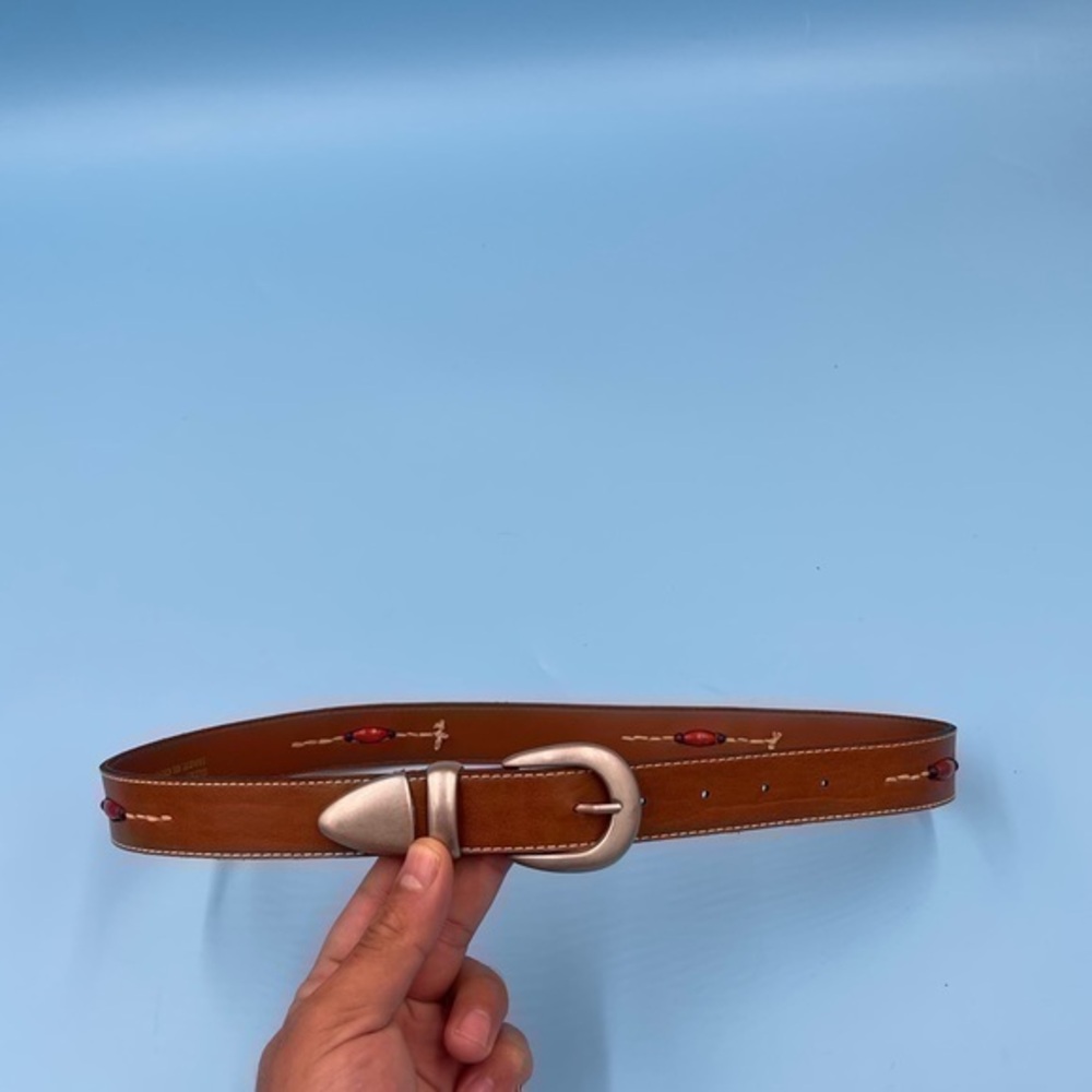 Brown Leather Beaded Belt